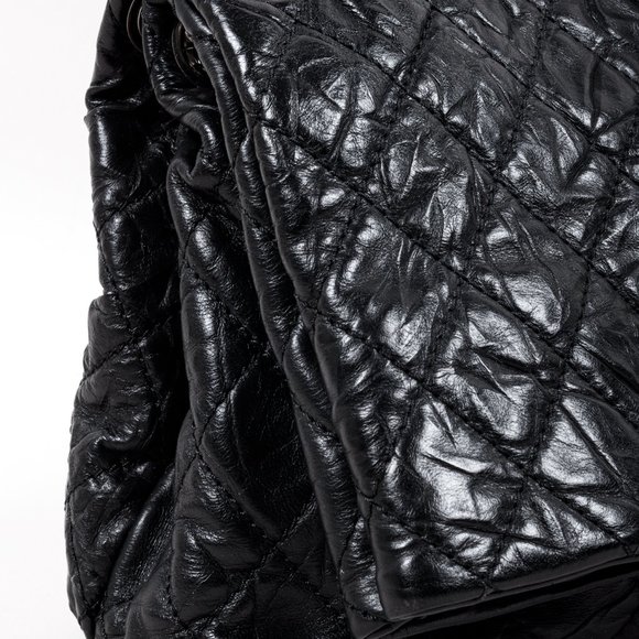 Chanel 2009 Black Quilted Crinkled Calfskin Fold Over CC Bag RHW - Picture 8 of 12